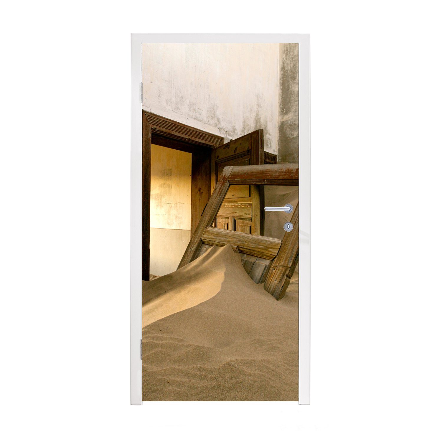 für 75x205 St), (1 Sand Tür, Türtapete Architektur Wüste - - MuchoWow - cm Matt, bedruckt, Türaufkleber, Tür, Fototapete