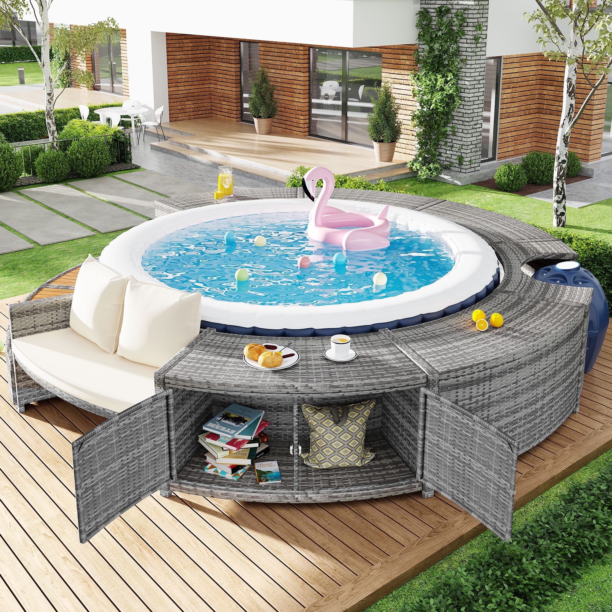 Flieks Whirlpool, Poolumrandung Rund Whirlpool Umrandung günstig online kaufen