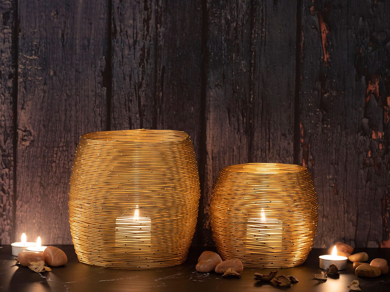 Amagohome Teelichthalter Kerzenständer Set 2-teilig Teelichthalter Windlichter Paris gold o. si (2 St) – Bild 5 von 5