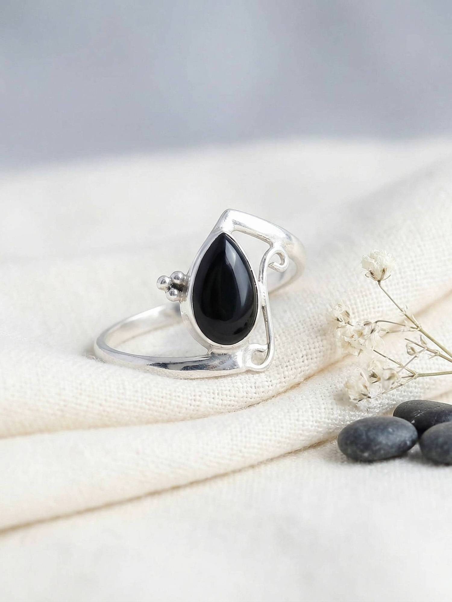 mantraroma Silberring UHA aus 925 Silber mit Onyx (Ring mit Schmuckbeutel), günstig online kaufen