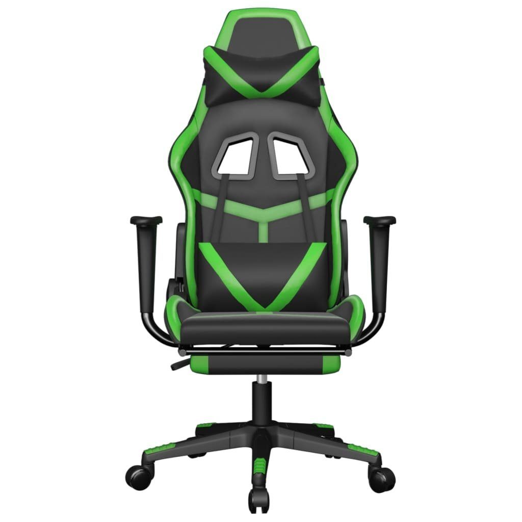 vidaXL Gaming-Stuhl Gaming-Stuhl mit und Grün (1 grün Fußstütze und Schwarz Schwarz St) | grün & Schwarz Kunstleder & Massage