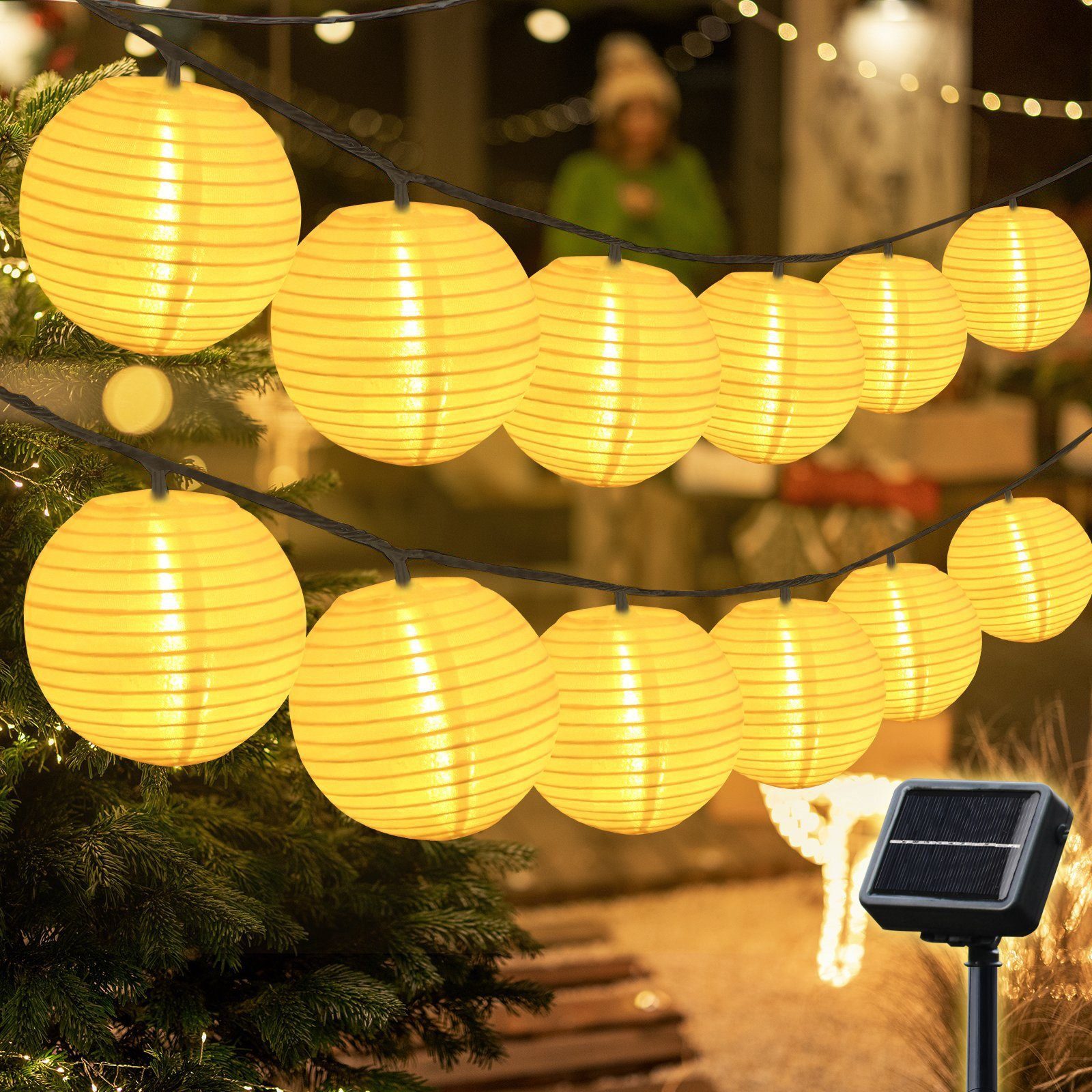 10m LED-Lichterkette Lichterkette Solar Außen Salcar Garten Lampions LED