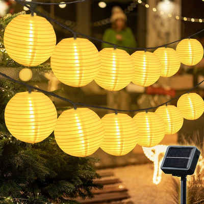 Salcar LED-Lichterkette 10m Lampions Lichterkette Solar Außen Garten LED