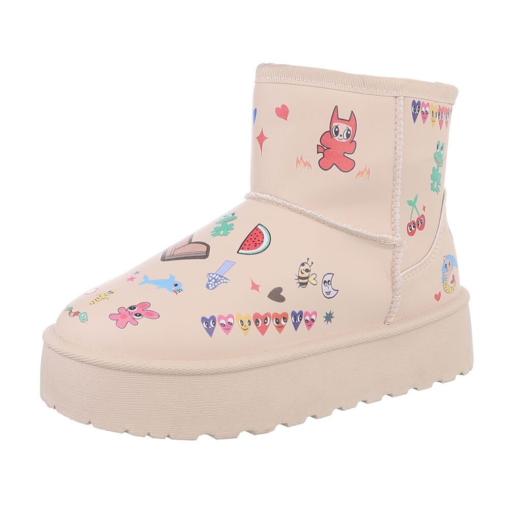 Ital-Design Kinder Snowboots Freizeit Stiefelette (87214304) Flach Stiefeletten in Hellbraun