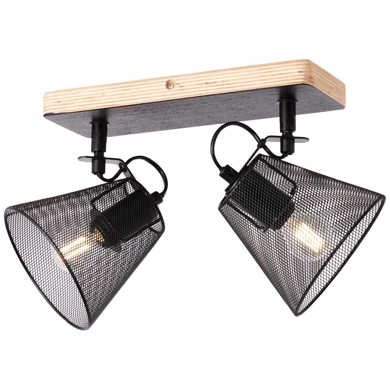 Metall/Holz, Whole Brilliant 2flg Deckenleuchte Lampe, Whole, Spotbalken 2x D45 schwarz/holzfarbend,