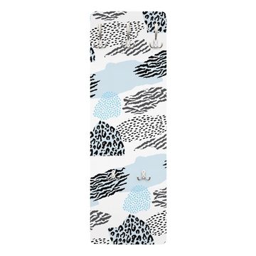 Bilderdepot24 Garderobenpaneel weiss Illustration Muster Tiere Animalprint Zebra Tiger Leopard Arktis (ausgefallenes Flur Wandpaneel mit Garderobenhaken Kleiderhaken hängend), moderne Wandgarderobe - Flurgarderobe im schmalen Hakenpaneel Design