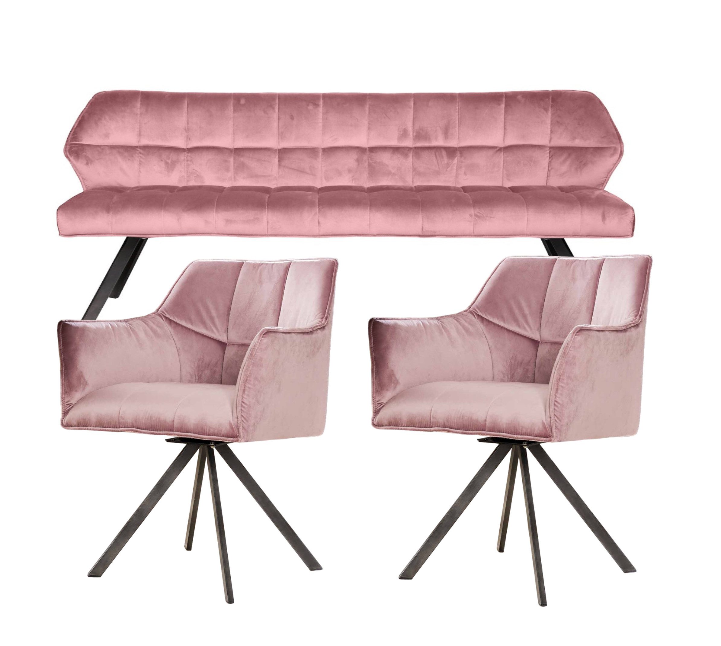 Vintagehaus Polsterbank Set Esstischbank Raster + günstig online kaufen