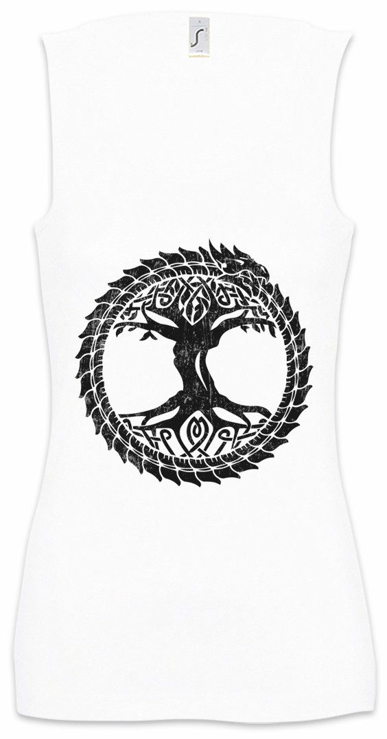 Tanktop Ouroboros Yggdrasil Ärmelloses Damen T-Shirt Celtic Irminsul Tree Loki