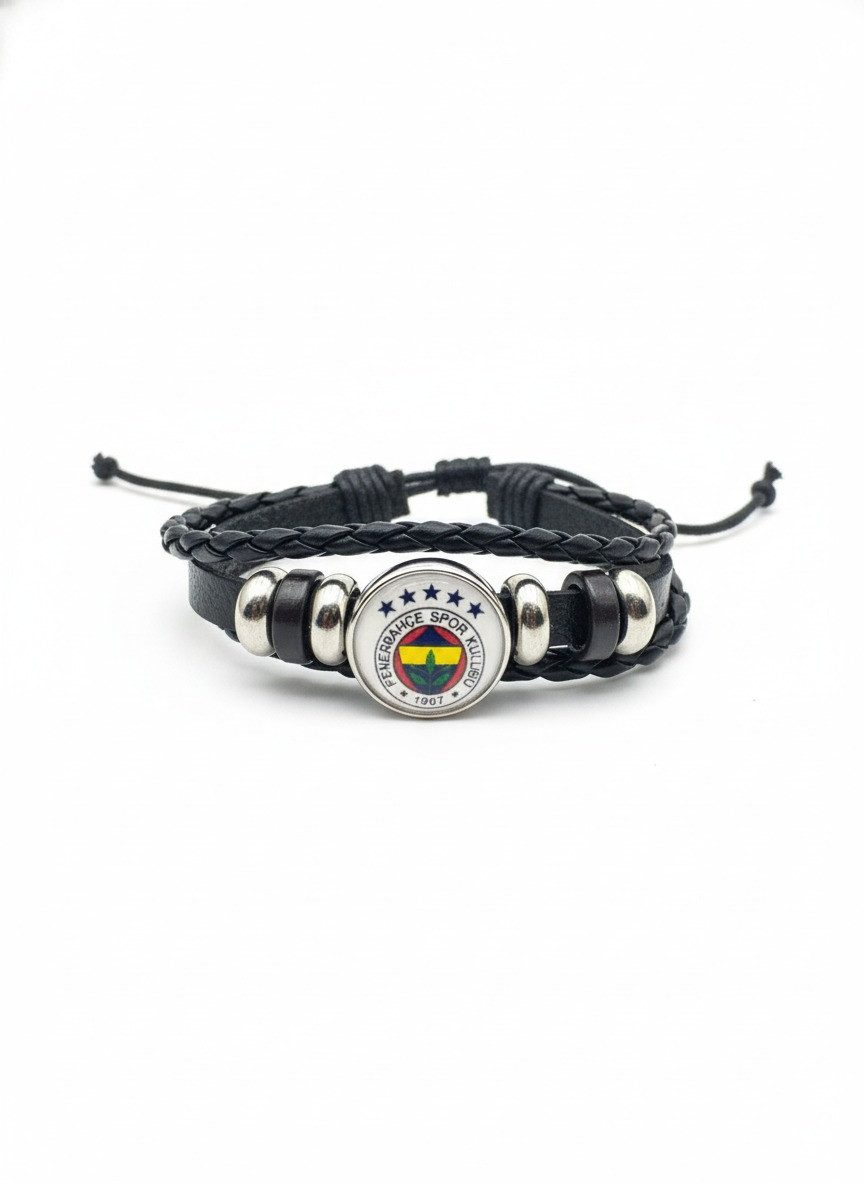 Stelby Armband mit Gravur Fenerbahce Armband 5 Sterne 3D Gravur im Glas, Fanartikel Geschenk (Weihnachtsgeschenk, Geburtstagsgeschenk, Valentinstaggeschenk), Hochwertiges Lederarmband für Fenerbahce Fans – edel & robust