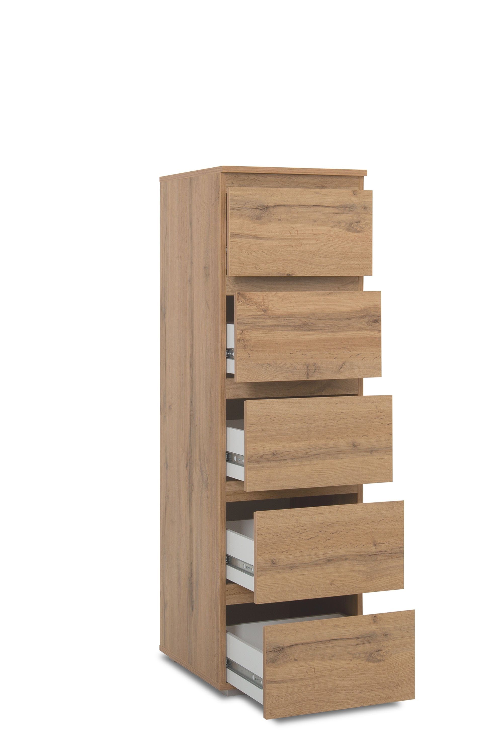 Newroom Kommode Dekor Honig Eiche 40 cm, Sideboard Honig Eiche Modern Landhaus Skandinavisches Design