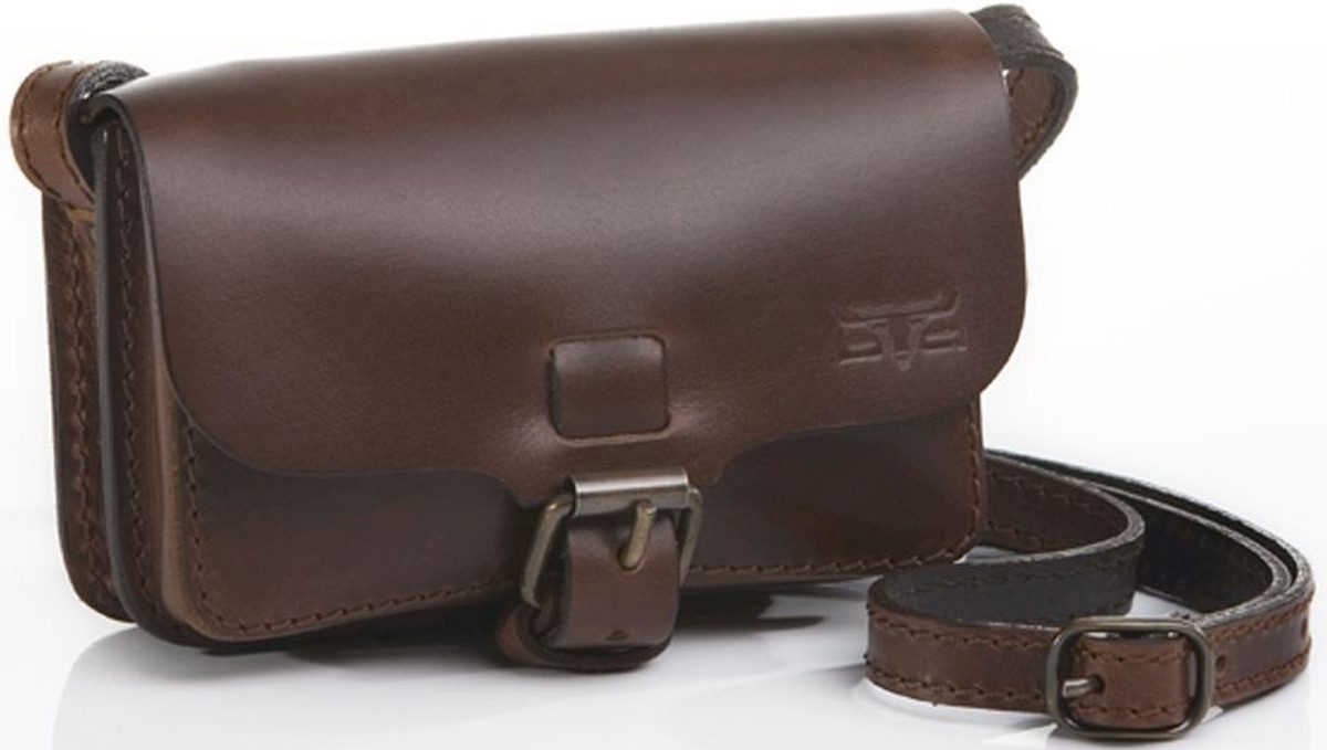 Mika Handtasche Schultertasche Sattelleder 15x5x11cm braun