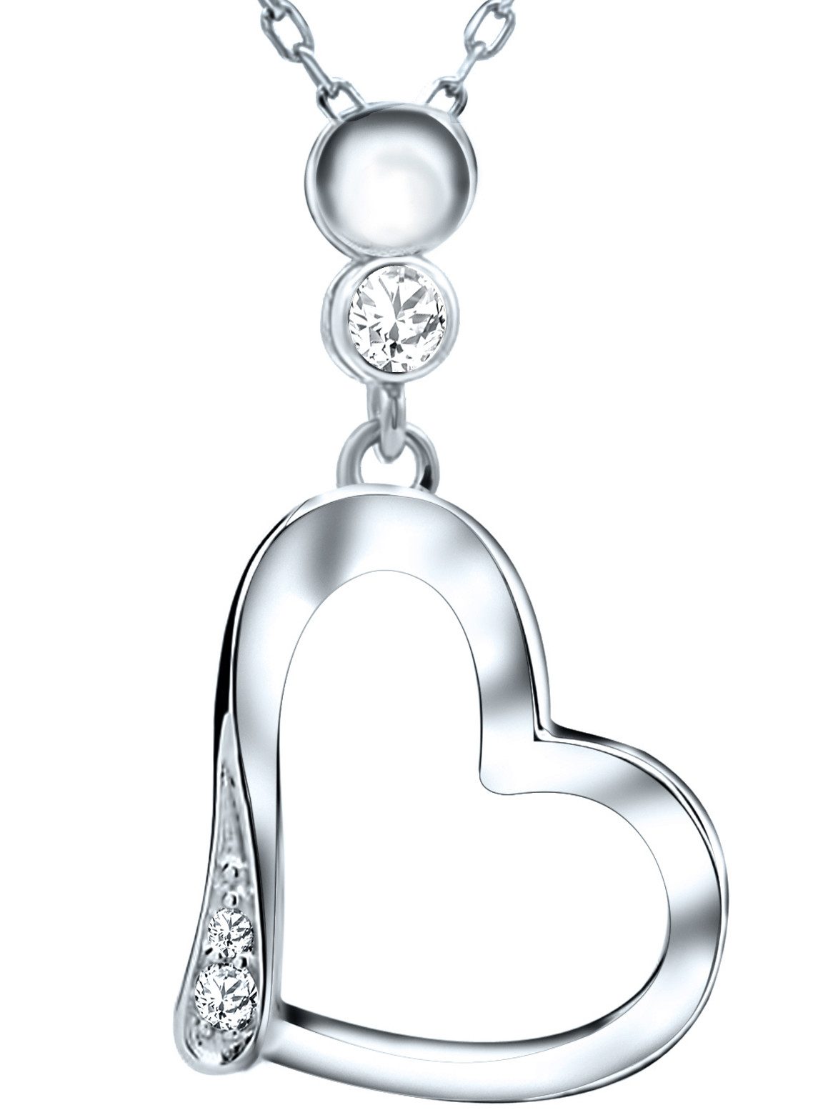 Herzkette Kette mit Herz Anhänger 925 Silber Halskette Schmuck für Damen Frauen