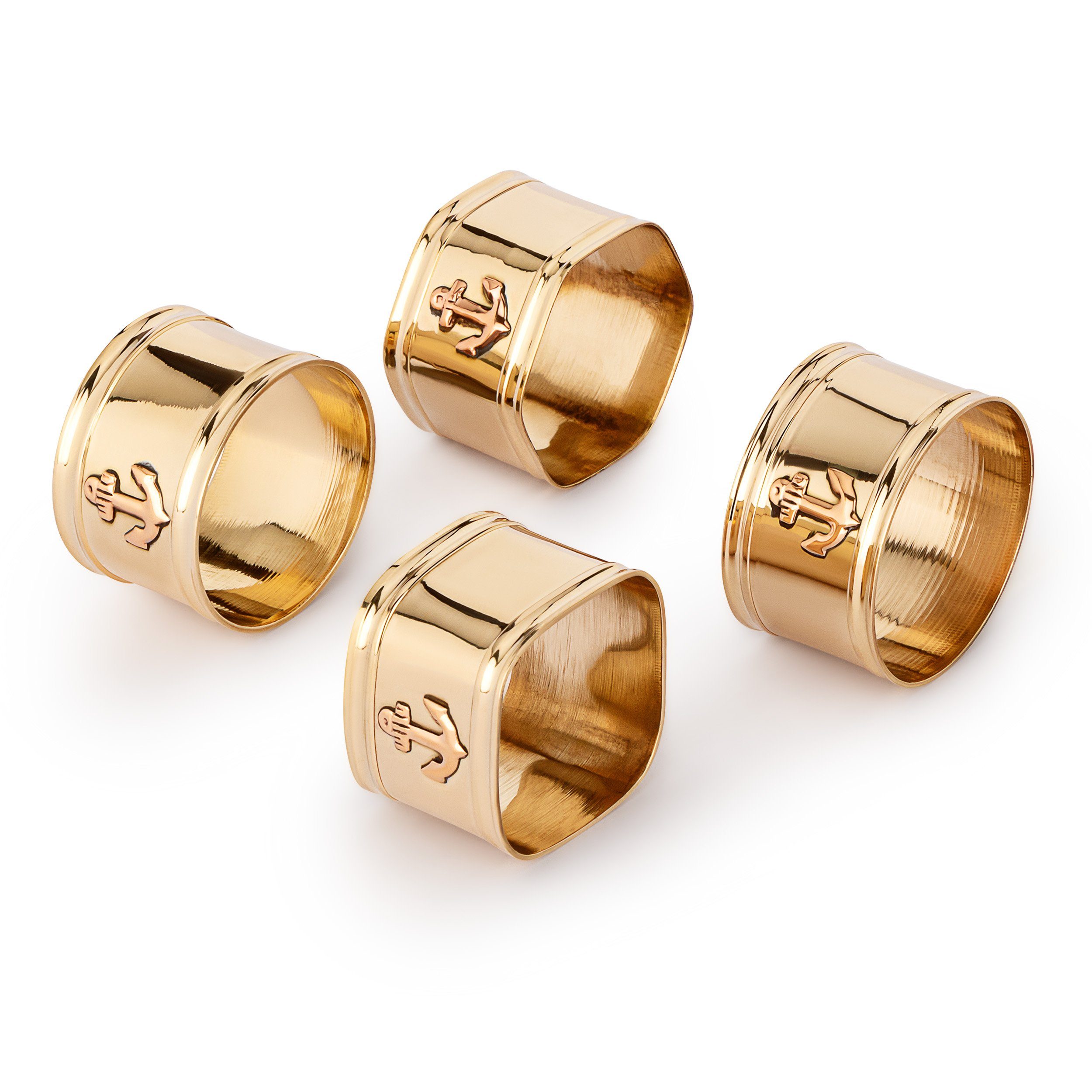 Kleinhacke Maritim Servietten Ringe Set aus Messing gold 4 verschiedene Formen Ti