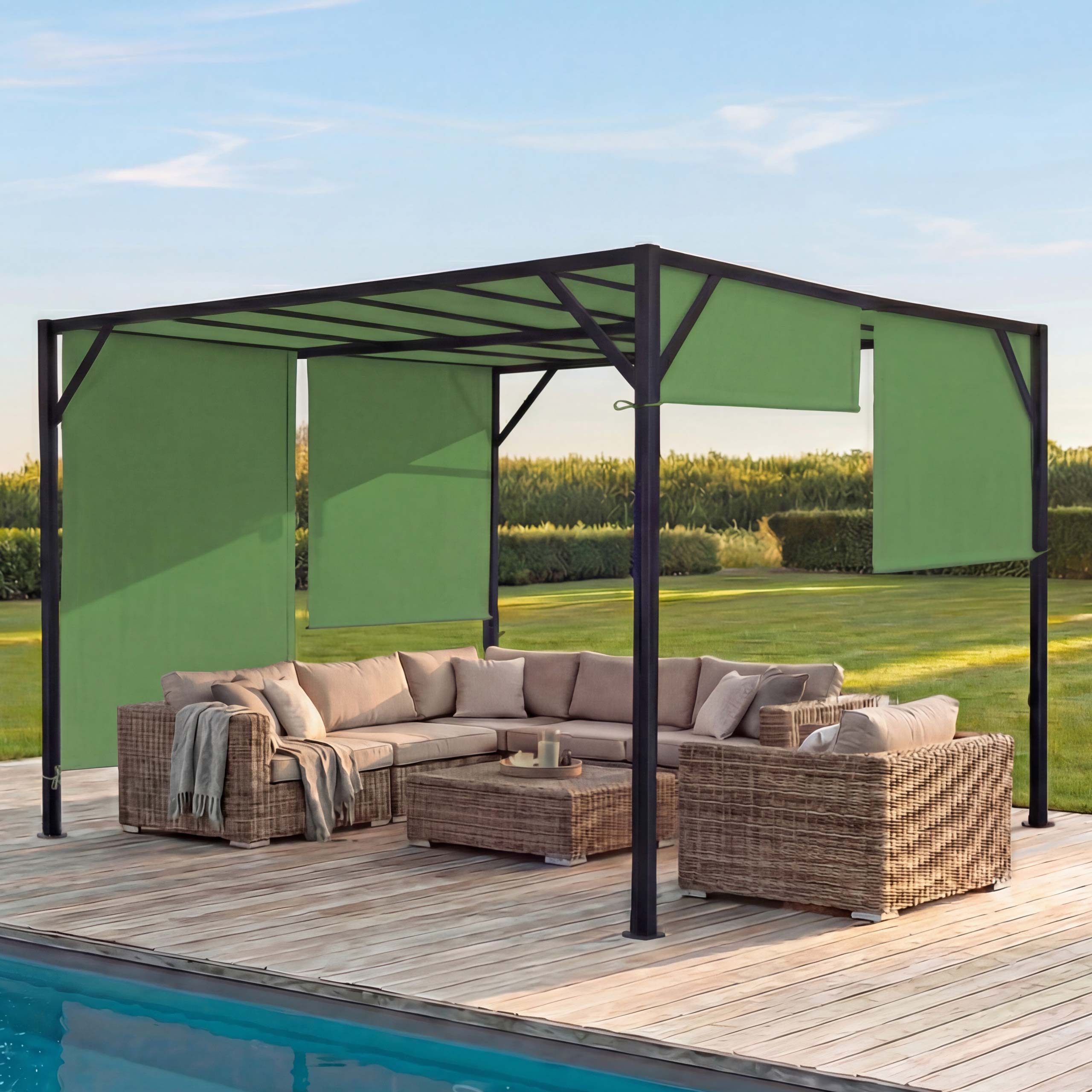 MCW Pergola Beja-4x4, BxTxH: 405x405x212 cm, mit Schiebedach, mit Wasserablaufösen, UV-Schutz UV30+
