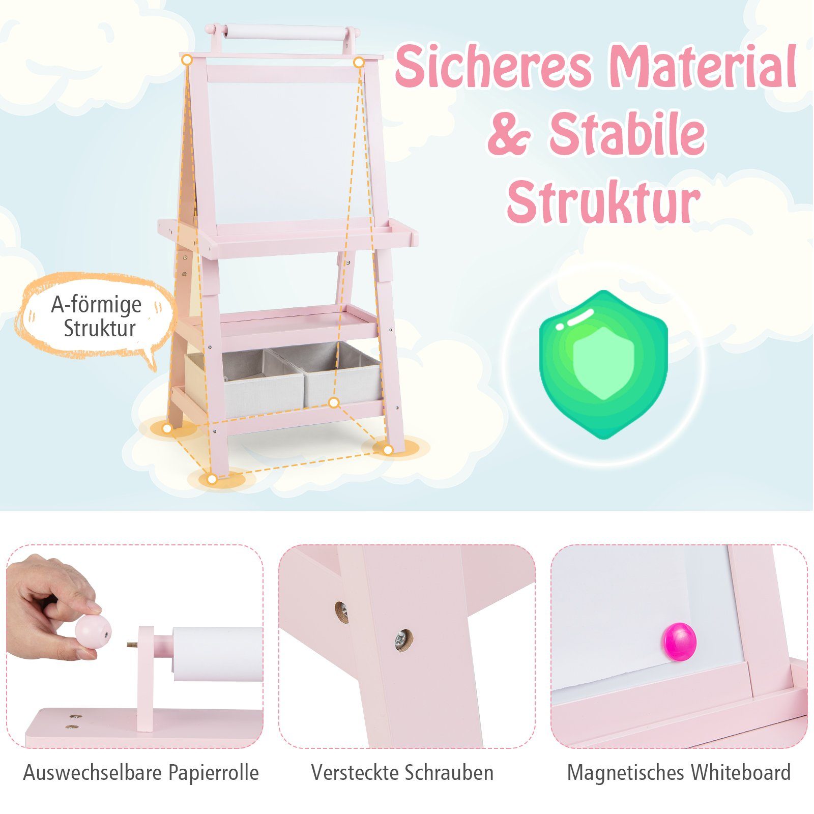 COSTWAY Standtafel Kinder Staffelei, doppelseitig, mit günstig online kaufen