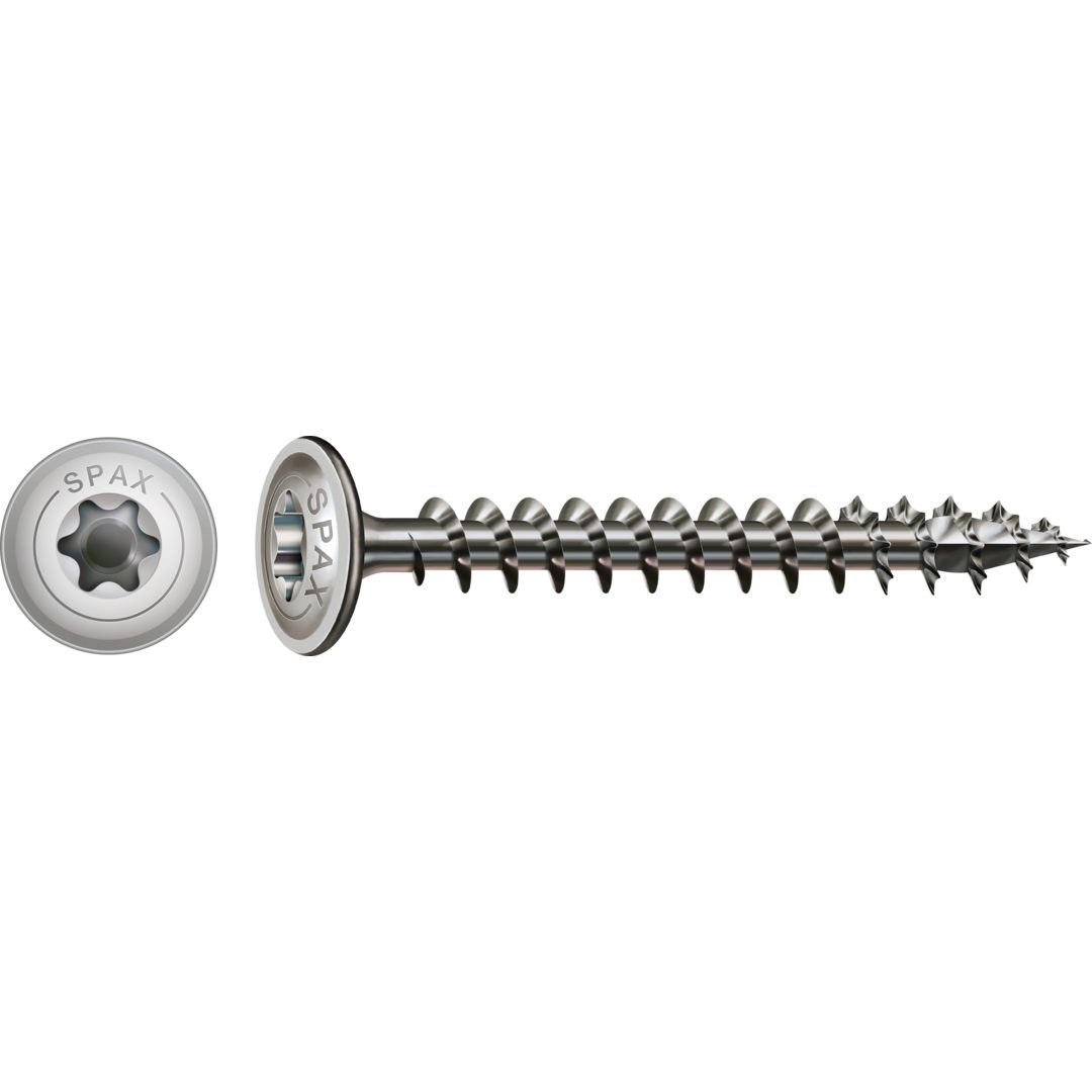 SPAX Holzbauschraube Tellerkopfschraube, Tellerkopf, Edelstahl A2, TORX TX 30, (100 St)