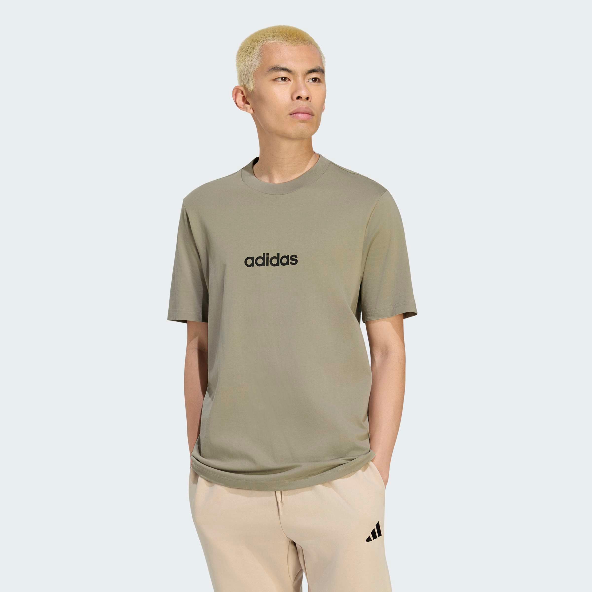 adidas Sportswear T-Shirt ESSENTIALS LINEAR SINGLE JERSEY überschnittene Schultern, Kurzarmdesign, aus Baumwolljersey – Bild 2 von 5