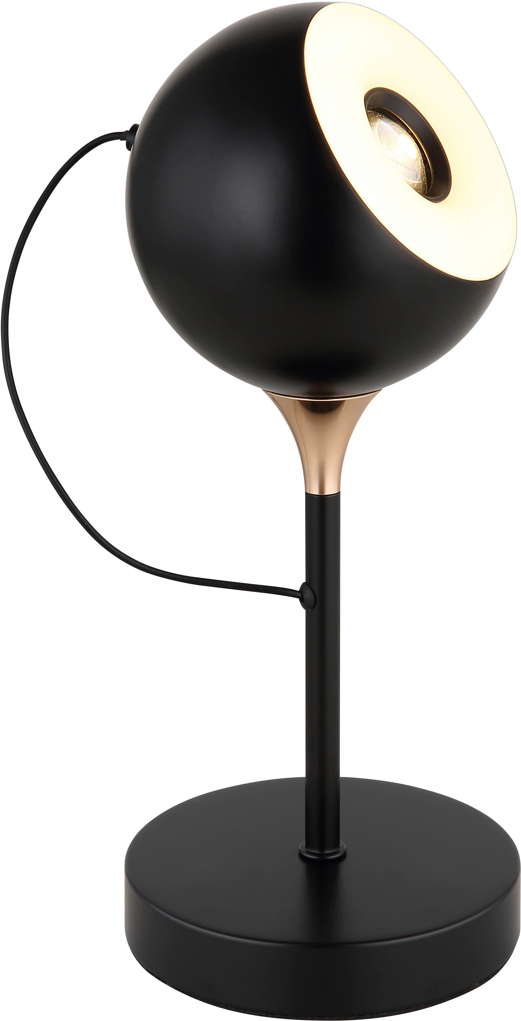 GLOBO LIGHTING Tischleuchte DONOVAN, LED fest integriert, Warmweiß, Tischleuchte Schwarz/Gold, Acryl opal, magnetisch, LED 10W