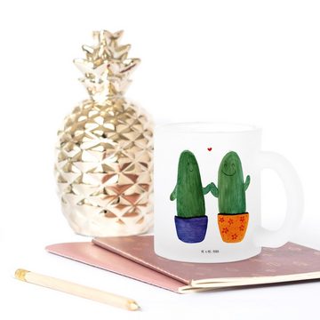 Mr. & Mrs. Panda Teeglas Kaktus Liebe - Transparent - Geschenk, Teebecher, Liebesbeweis, Hochz, Premium Glas, Liebevolle Gestaltung