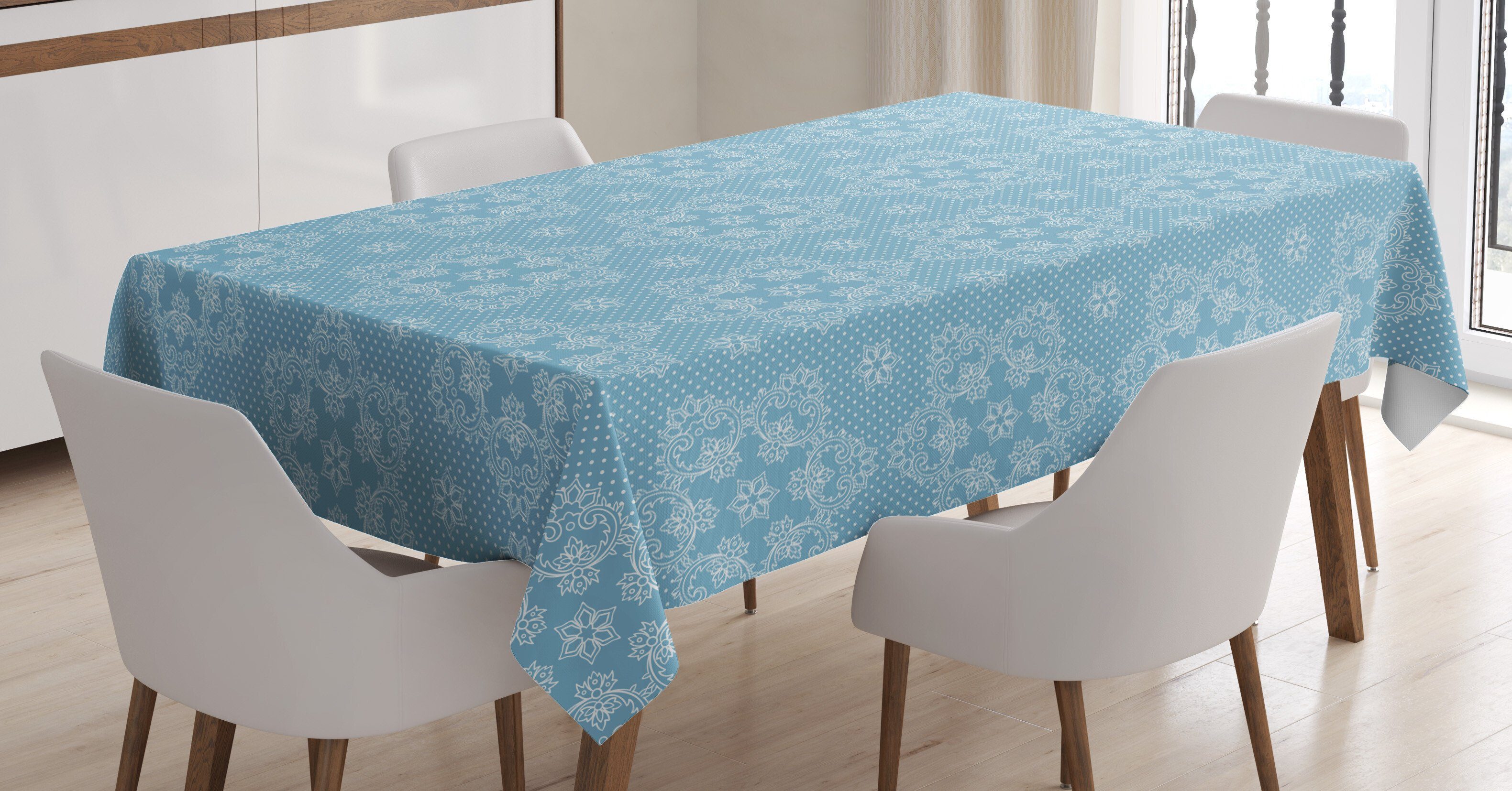 Abakuhaus Tischdecke Farbfest Waschbar Für den Außen Bereich geeignet Klare Farben, Jahrgang Spitze-Art Winter-Schneeflocke