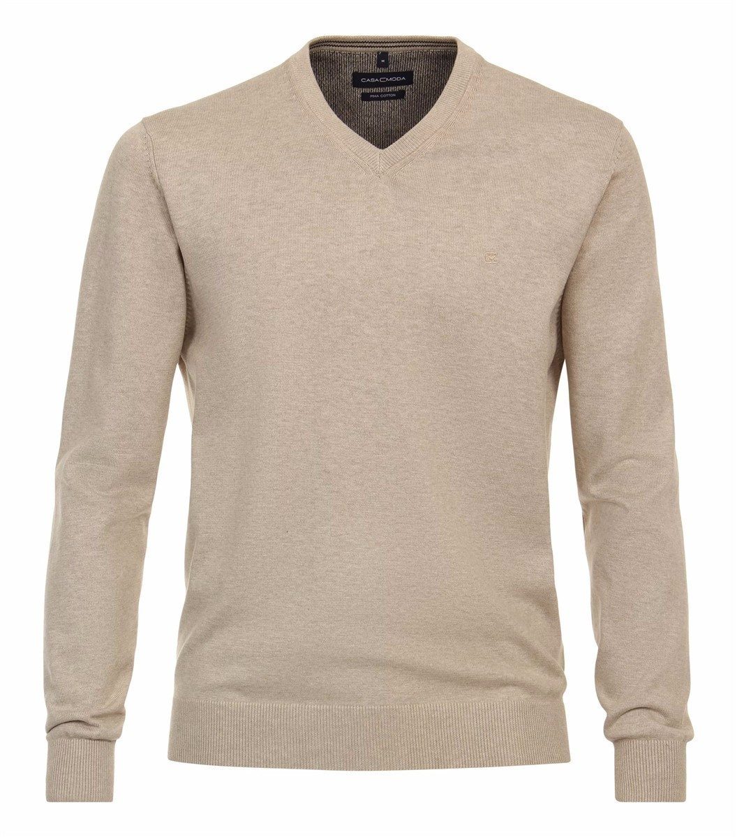 CASAMODA V-Ausschnitt-Pullover CASAMODA Herren Pullover V-Neck Regular Pima-Baumwolle Beige
