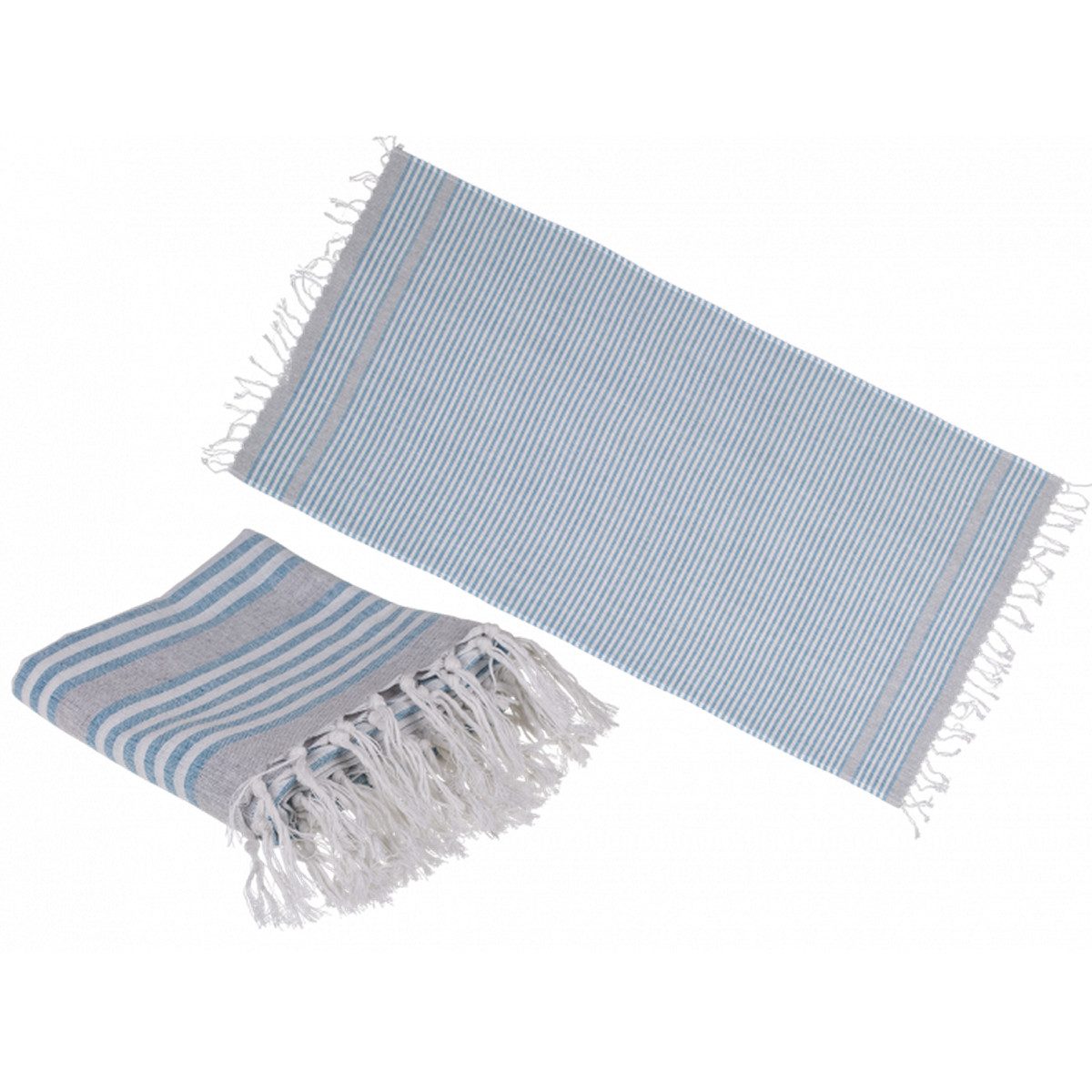 Out of the Blue Hamamtuch Weiß/blaues Fouta-Hamamtuch (für Sauna & Strand)