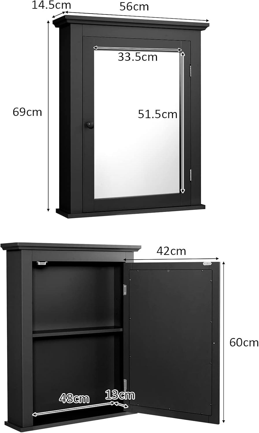 KOMFOTTEU Spiegelschrank Wandschrank 56 x 15 günstig online kaufen