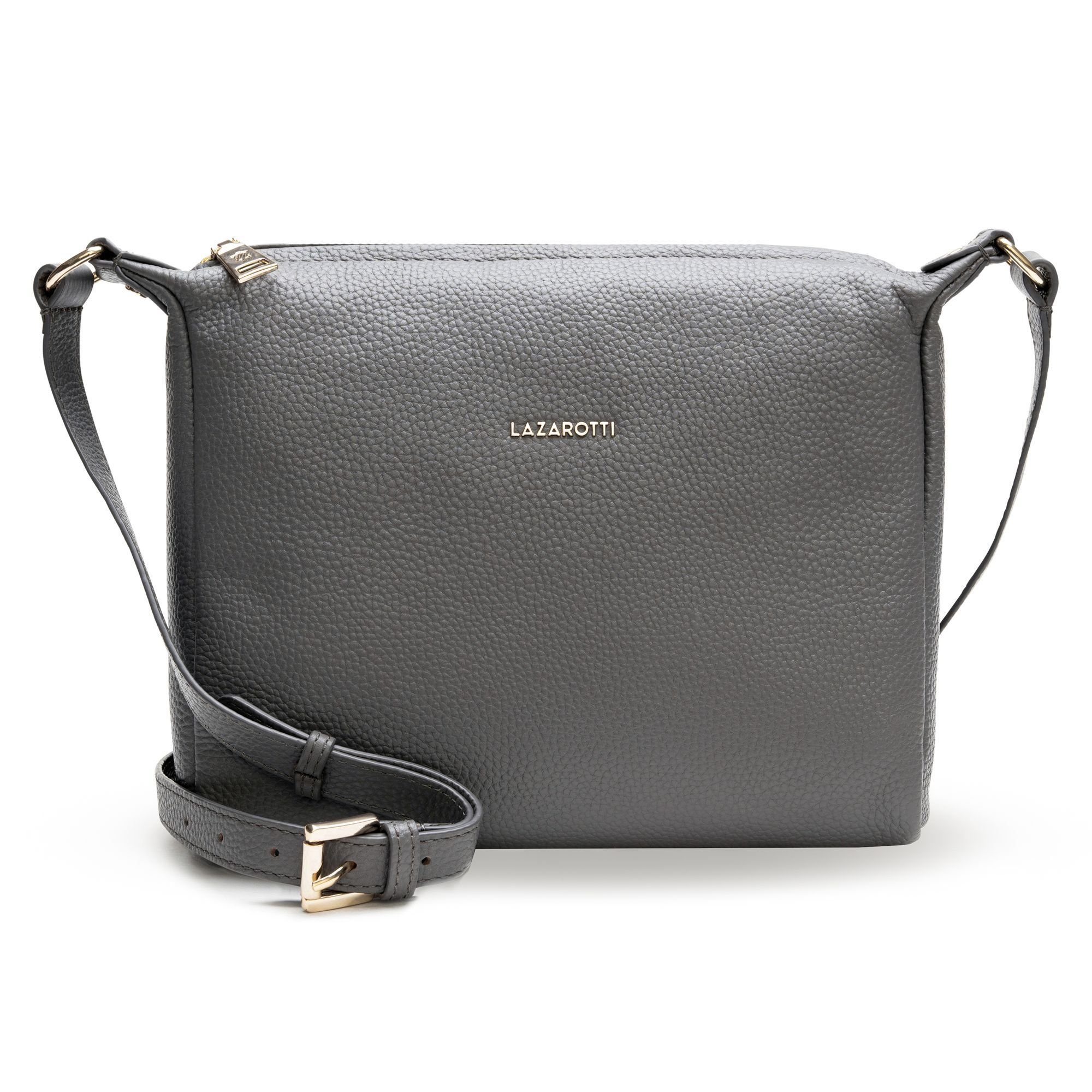 Lazarotti Umhängetasche Bologna Leather, Leder grey