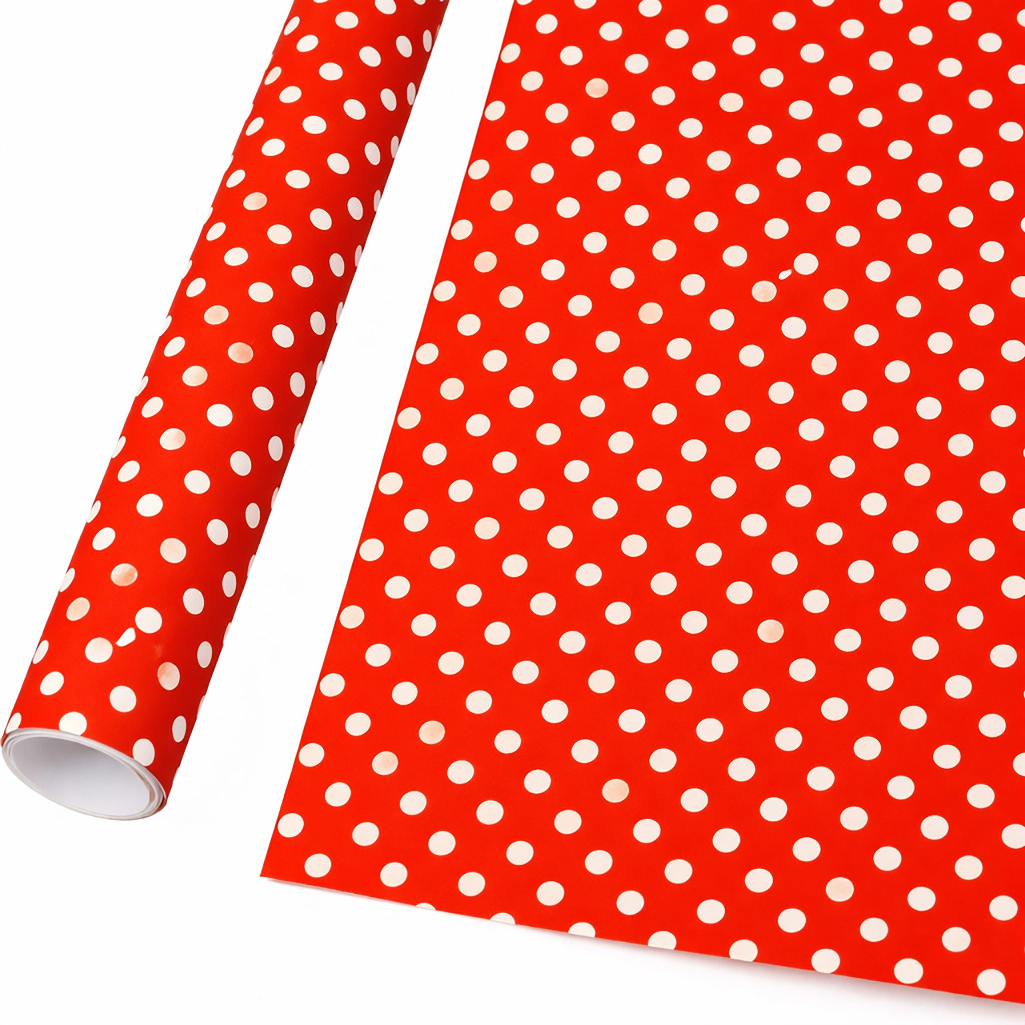 Star Geschenkpapier, Geschenkpapier mit Punkten Muster 70cm x 2m Rolle Rot / Weiß