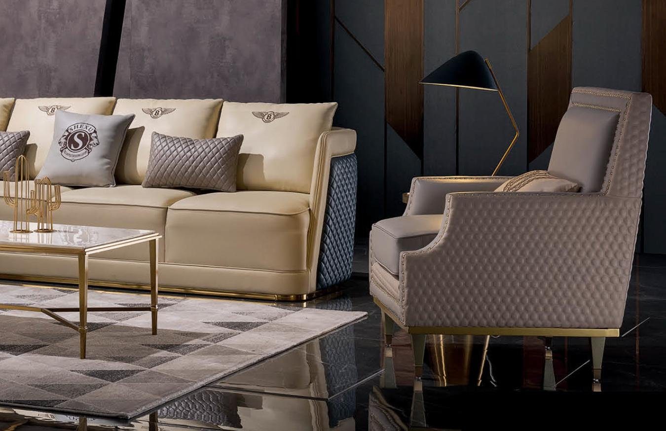 JVmoebel Sessel, Sessel Design Couch Sofa Sitzer Leder Lounge Club Polster Luxus Ohren