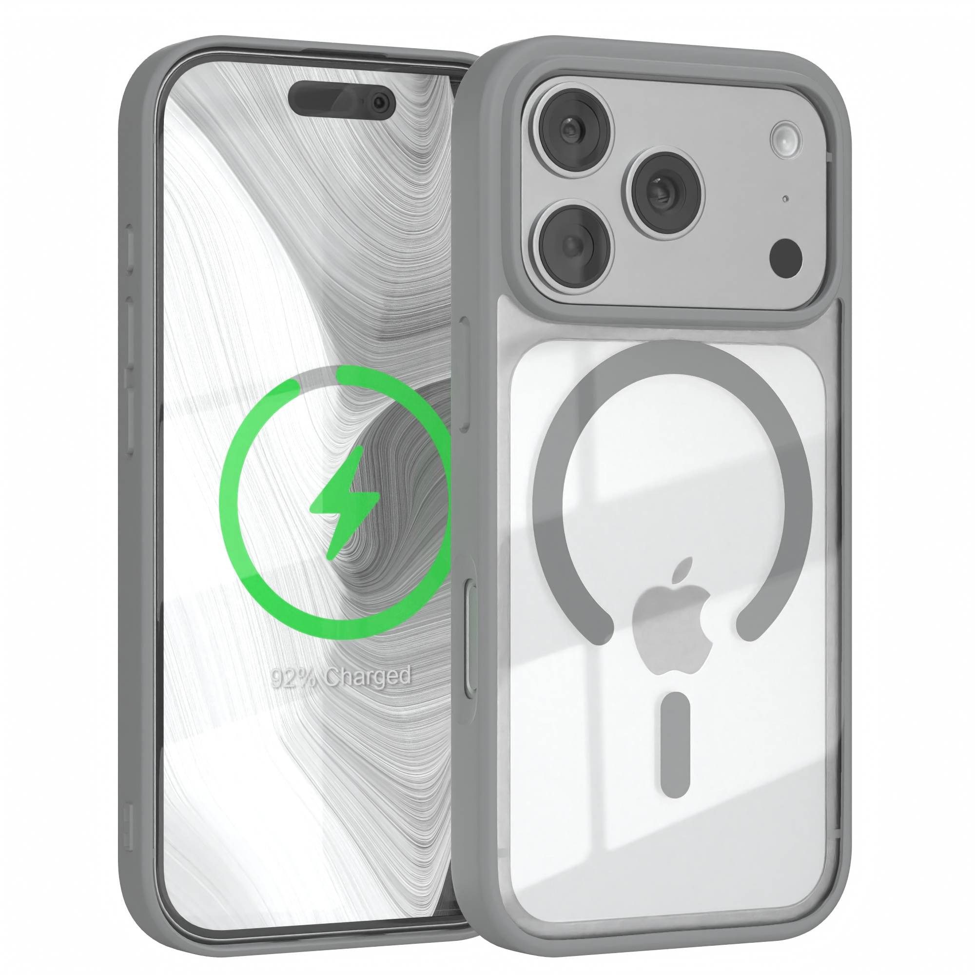EAZY CASE Handyhülle Transparente Hülle mit MagSafe für iPhone 17 Pro 6,3 Zoll, Back Cover Slimcover mit Displayschutz, Magsafefunktion, Bumper-Hülle