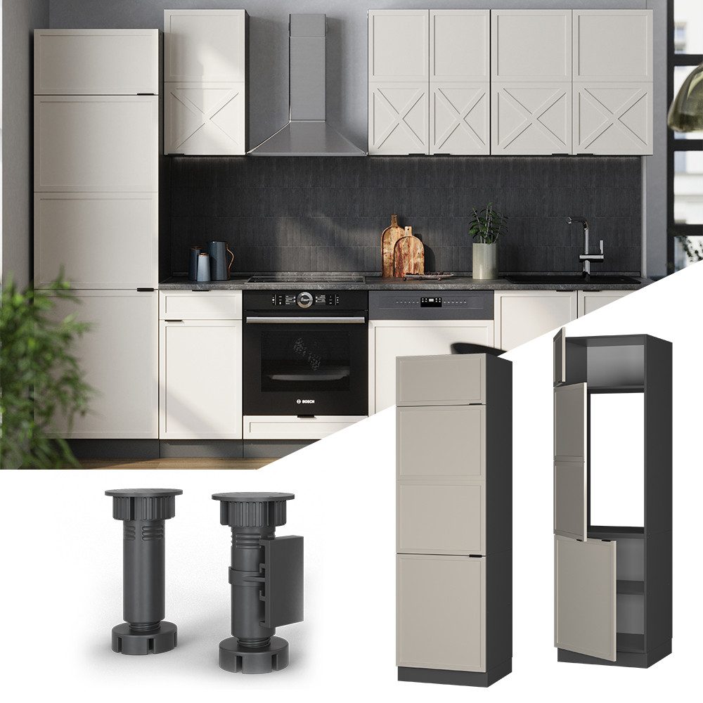 Vicco Kühlumbauschrank Fame-Line, GrauBeige/Anthrazit, 60 cm günstig online kaufen