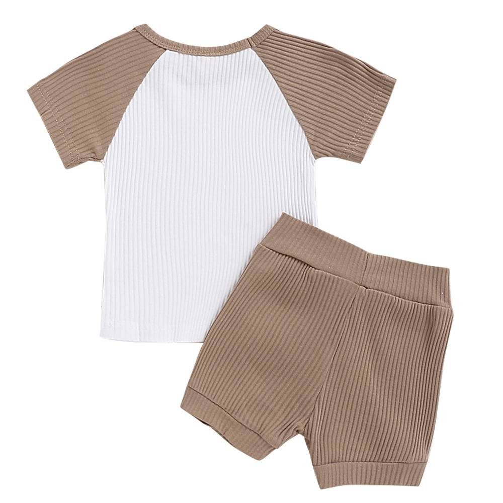 Kinder Jungen (Gr. 50 - 92) Lapastyle T-Shirt & Shorts Kurzarm-Oberteil und Shorts in Kontrastfarbe für Jungen