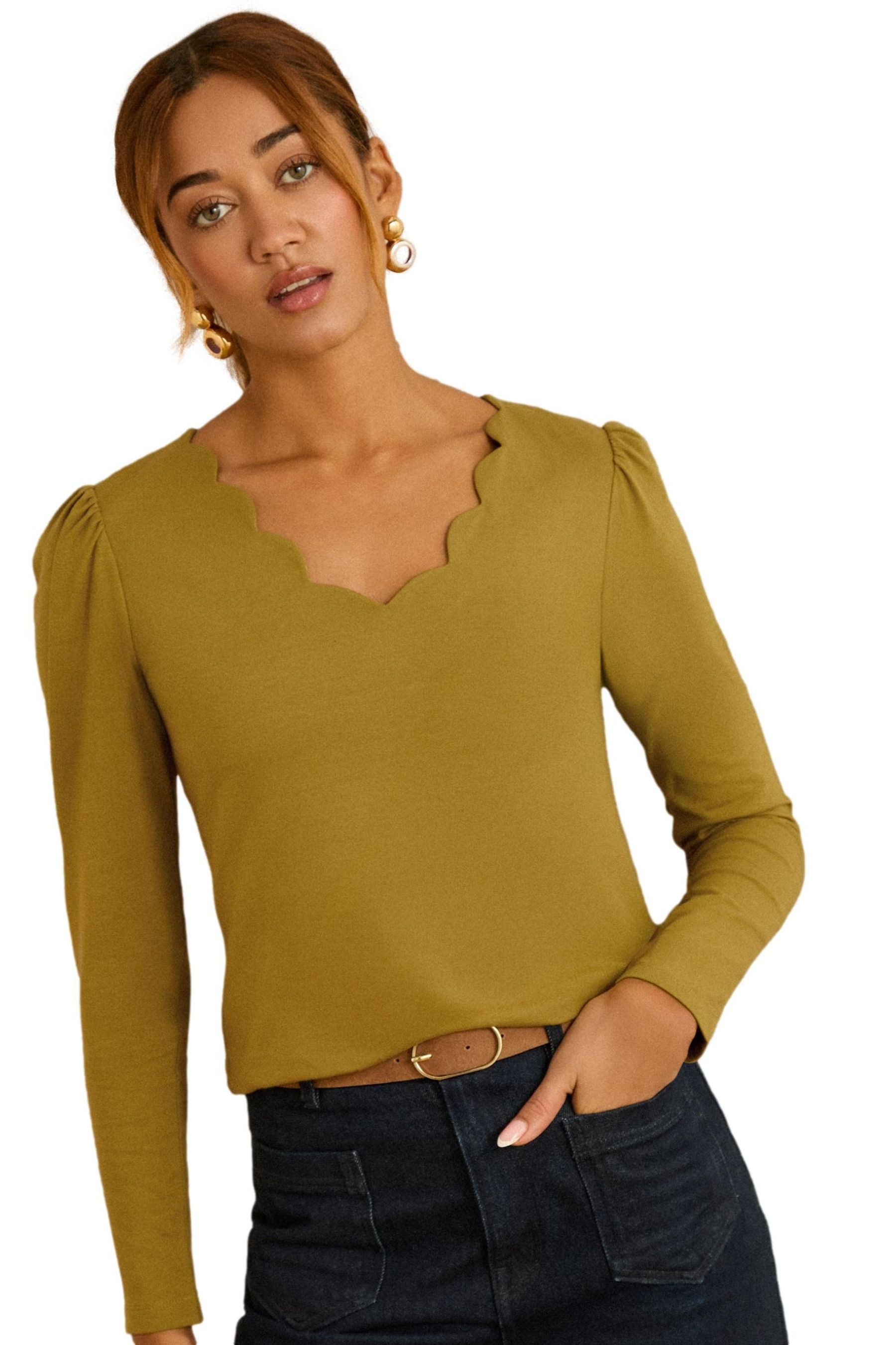 Love & Roses Langarmbluse Love & Roses Jersey-Shirt mit Bogenkanten, Regula günstig online kaufen