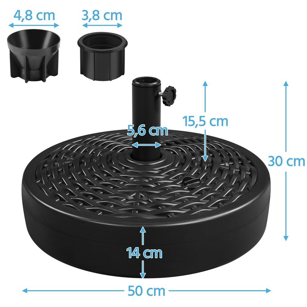 Yaheetech Schirmständer, Sonnenschirmständer Gartenschirmhalter in Ratten-Optik Φ 50 cm Rund