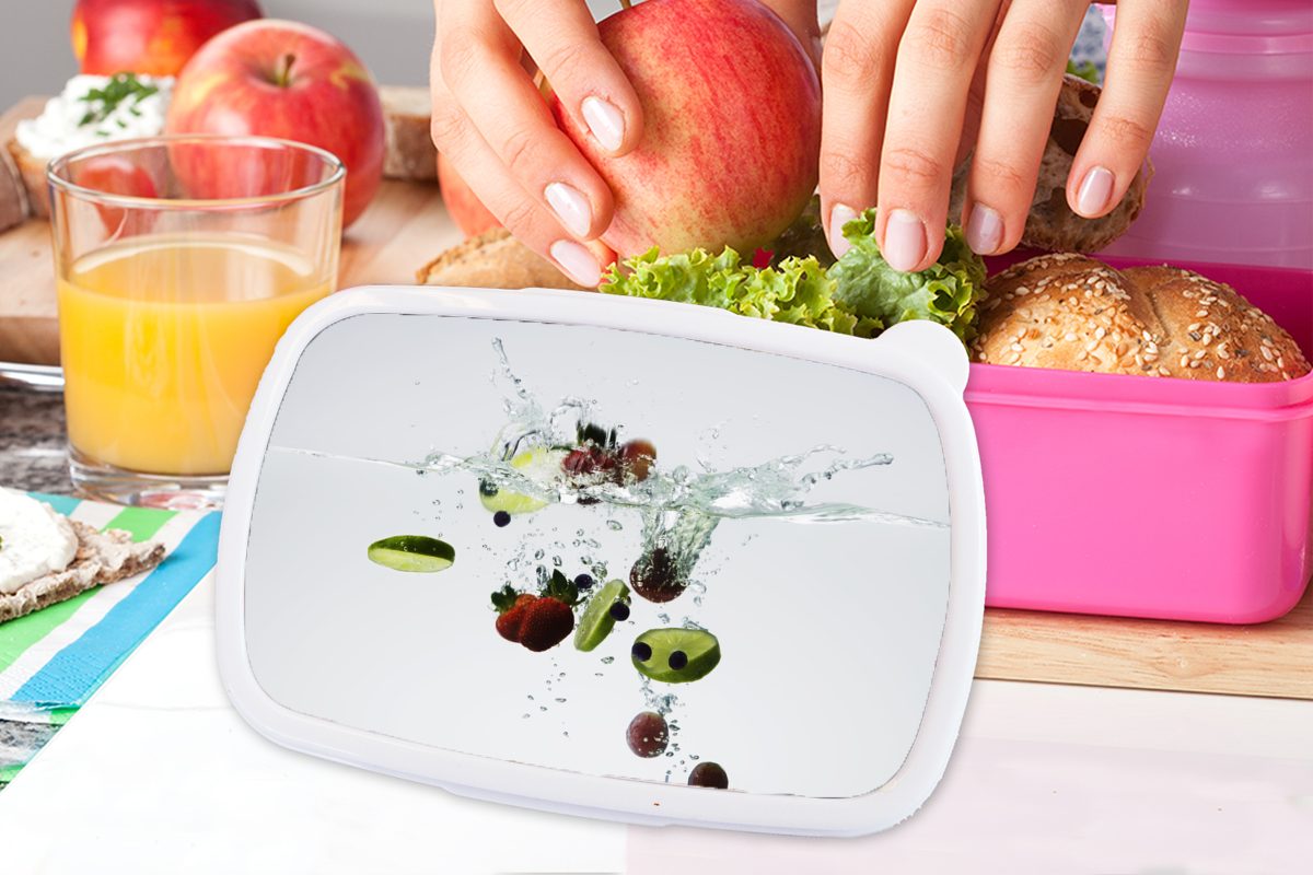 - Snackbox, Obst (2-tlg), Brotbox Lunchbox Brotdose rosa Wasser Erwachsene, Limette, für Kinder, Kunststoff, - Kunststoff Mädchen, MuchoWow