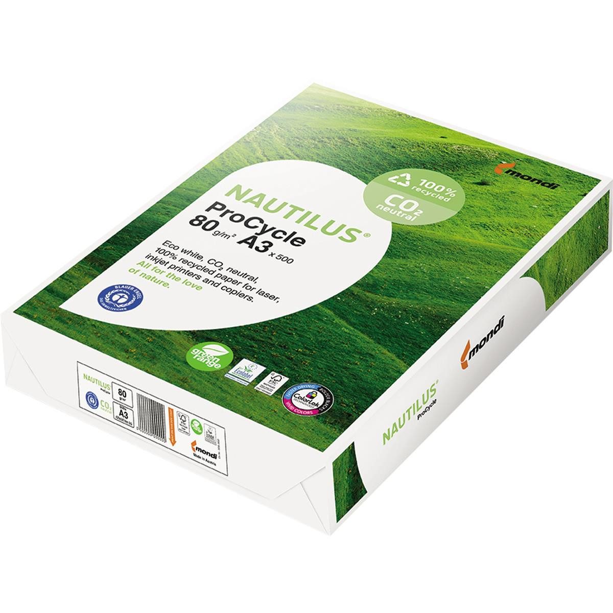 Nautilus® Druckerpapier NAUTILUS® Recyclingpapier ProCycle CO2 neutral DIN A4 80 g/qm 500 Blat