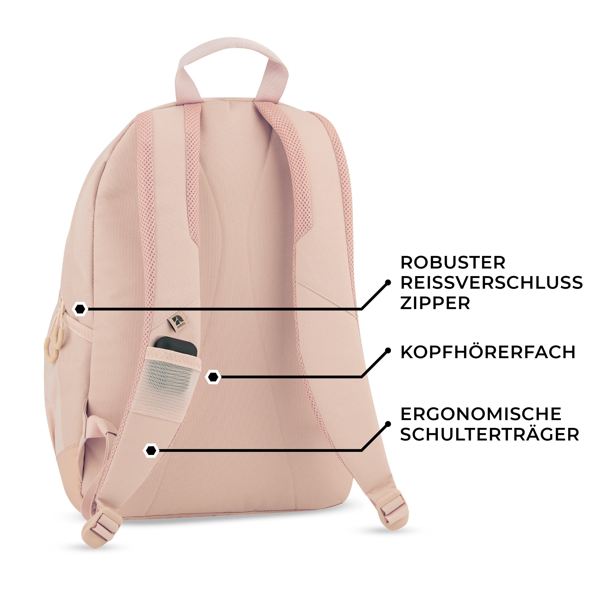 Laptopfach, Schulrucksack Set), Rucksack Wasserabweisend Mädchen Fächer, Jungen Rosa audetic Viele (Keine Schule FLEX Schulrucksack