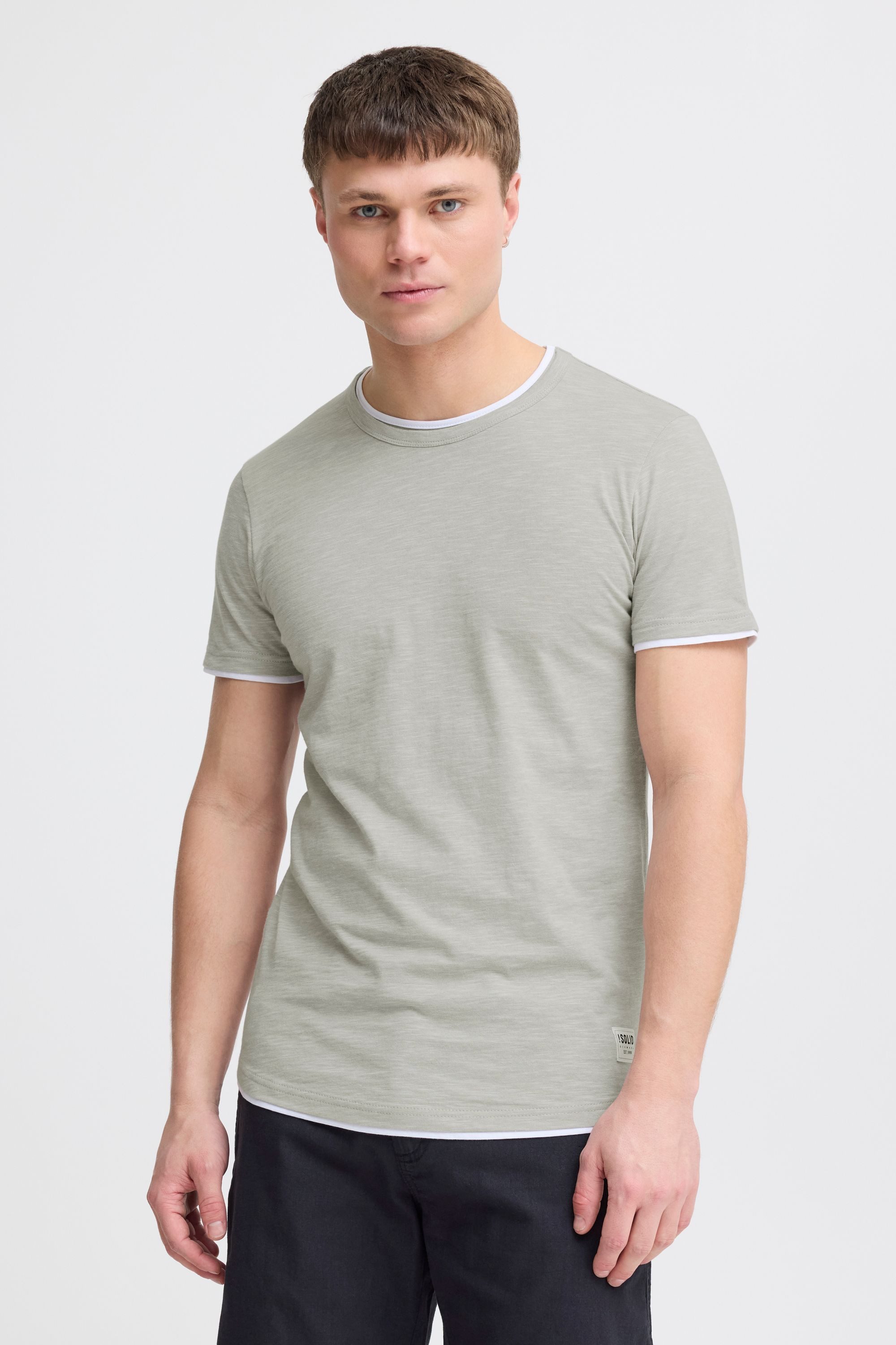 !Solid Rundhalsshirt SDRigos Kurzarmshirt mit farblich abgesetztem Kragen günstig online kaufen