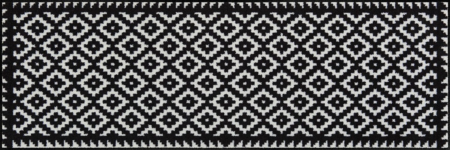 Fußmatte Salonloewe TABUK BLACK & WHITE Fußmatte Wohnmatte 60 x 180 cm, Salonloewe, Rechteckig, Höhe: 7 mm, In- und Outdoor, waschbar bei 40° Grad in der Waschmaschine und trocknergeeignet