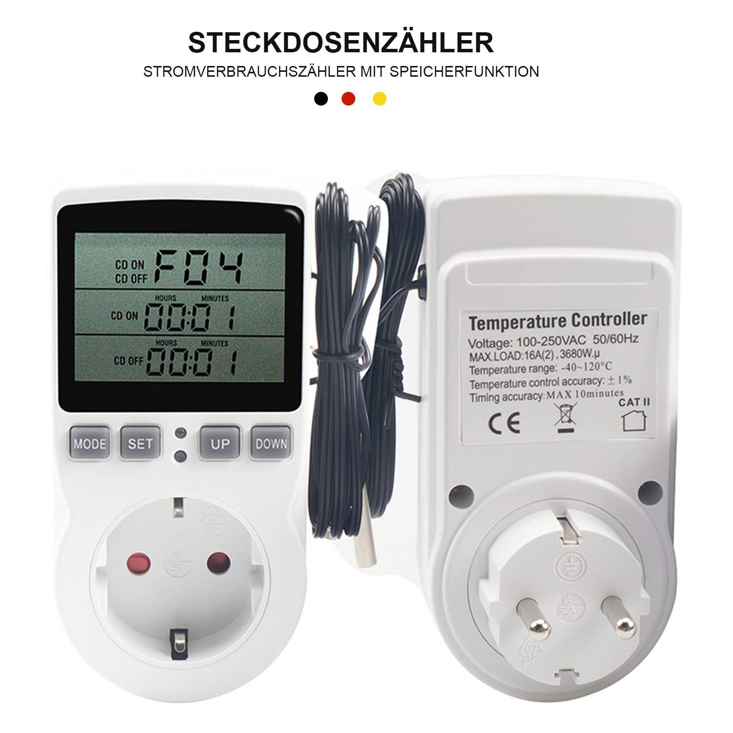 (100-250V Digitale Zeitschaltuhr / MAGICSHE / 1-St. Zeitschaltuhr 3680W), mit Thermostat digital, 16A