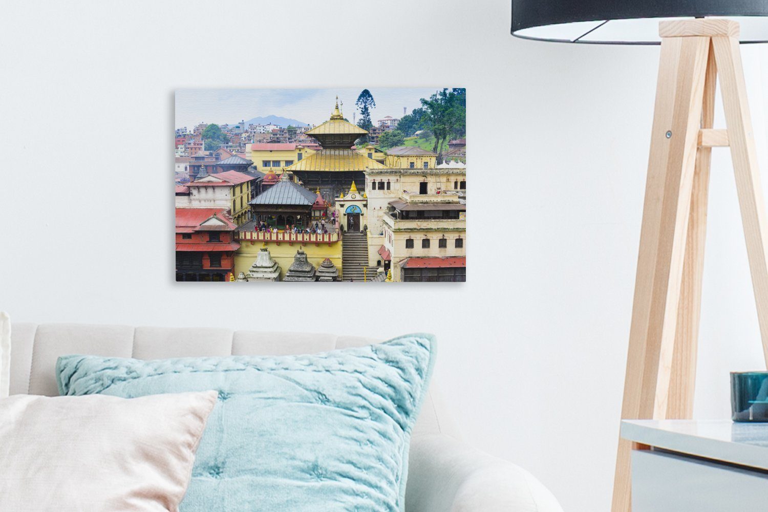 OneMillionCanvasses® Leinwandbild Leinwandbilder, Nepal, Wanddeko, St), 30x20 Aufhängefertig, (1 Pashupatinath-Tempel Wandbild cm