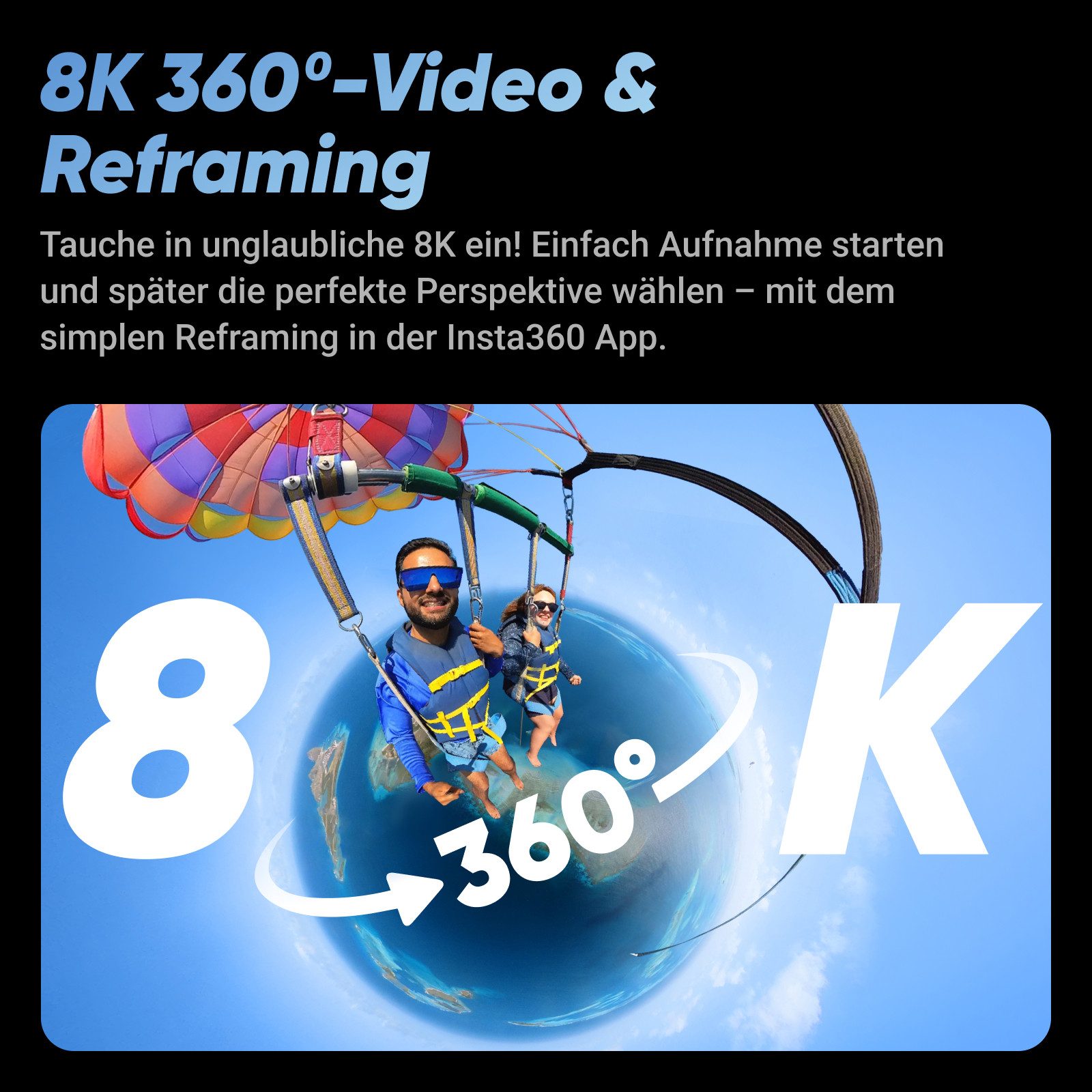 Insta360 Insta360 X4 – wasserdichte 8K 360°-Action-Cam, 4K Weitwinkelvideos Action Cam (8K, WLAN (Wi-Fi), Bluetooth) schwarz