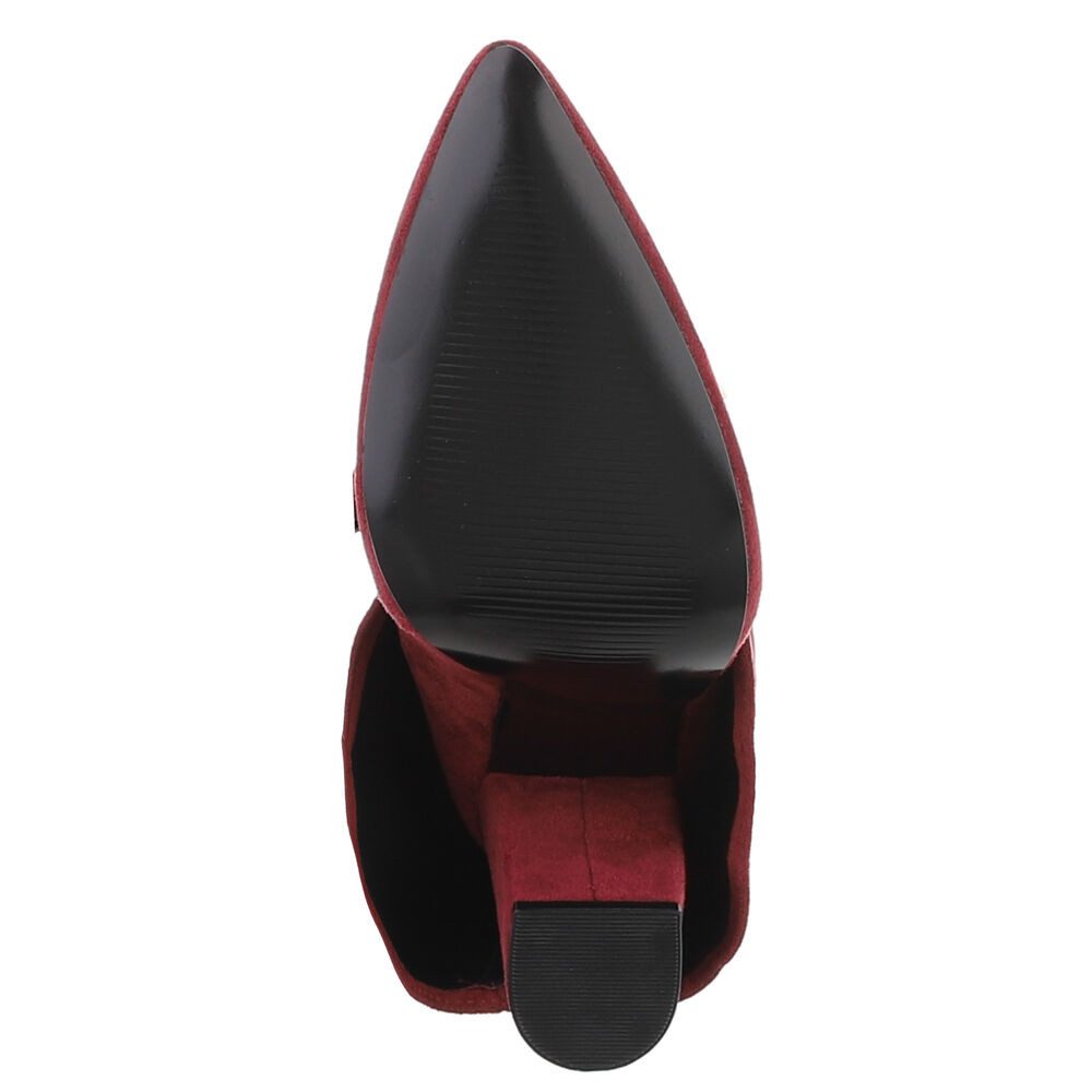 Ital-Design Modische Stiefeletten mit hohem Schaft für Damen High-Heel-Stiefel (90169625) Blockabsatz Stiefel in Weinrot