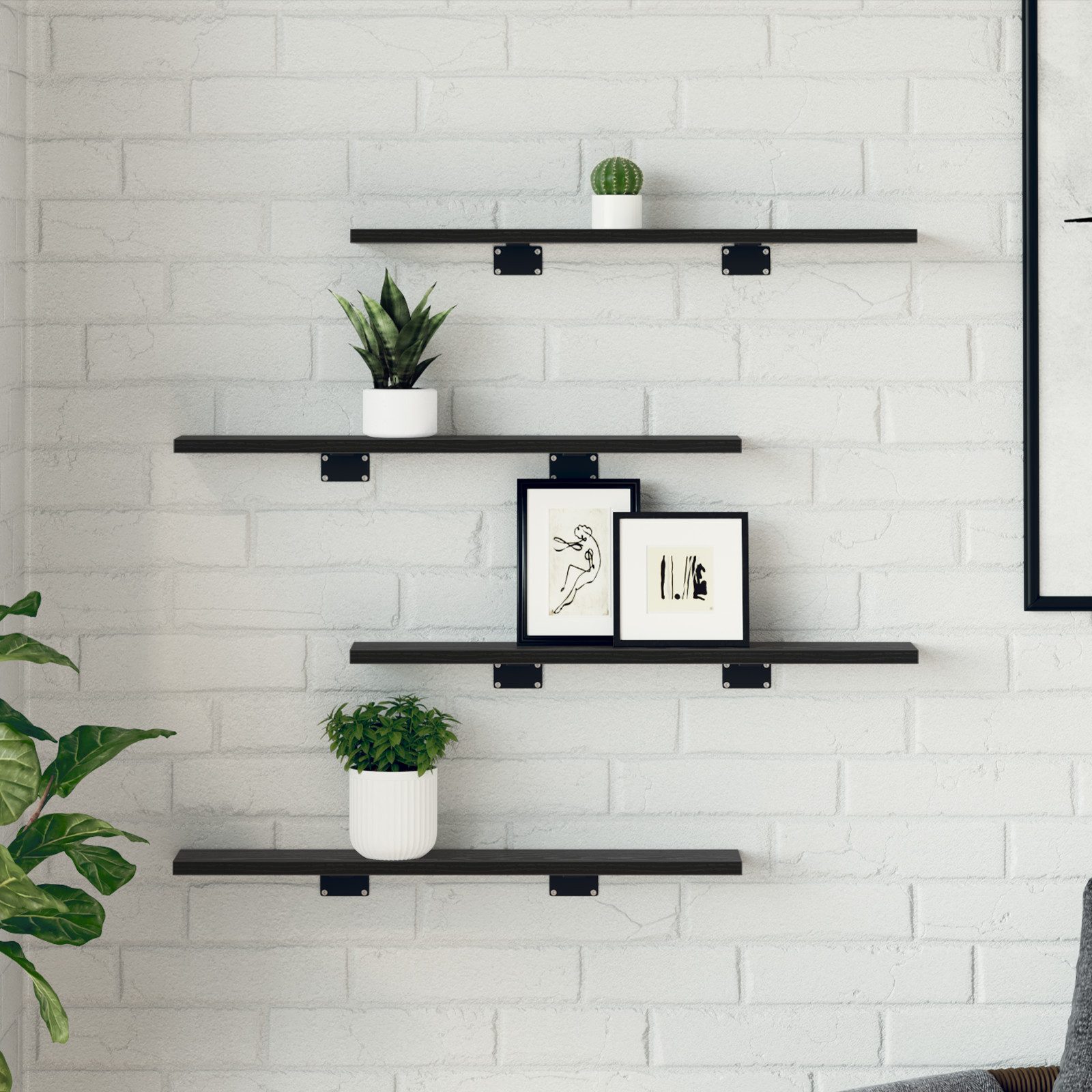 vidaXL Bücherregal Wandmontierte Regale Schwarze Eiche günstig online kaufen