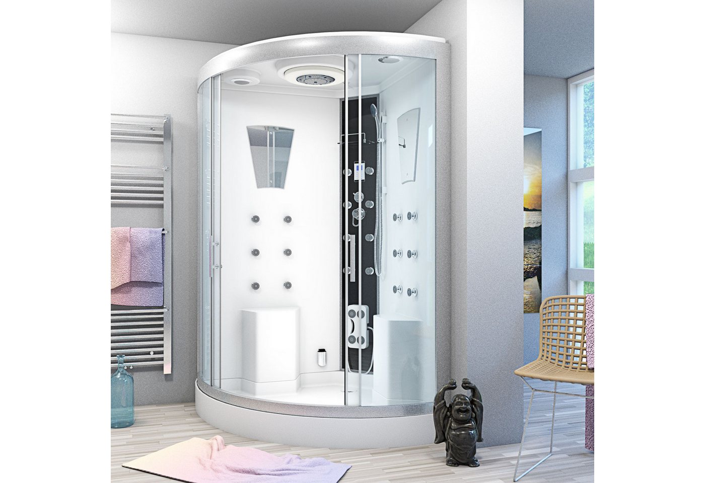 Thumbnail - AcquaVapore Dampfdusche AcquaVapore Dampfdusche Sauna Dusche Duschkabine D26-EH-ALL, Sicherheitsglas ESG, inklusive Dusc...