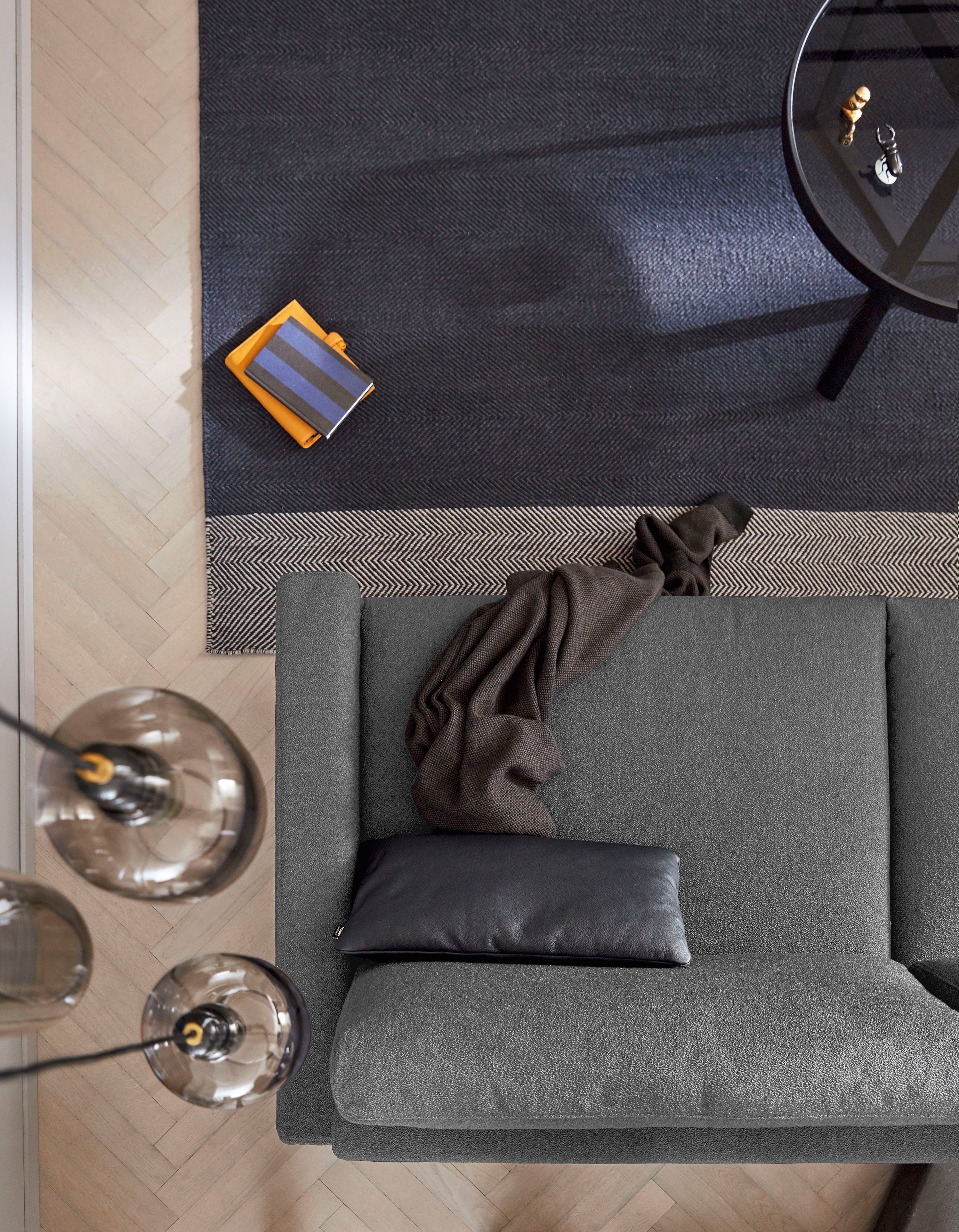 chromfarben niedrig, glänzend, 204 cm 3-Sitzer hs.450, Fuß hülsta Armlehne Breite sofa
