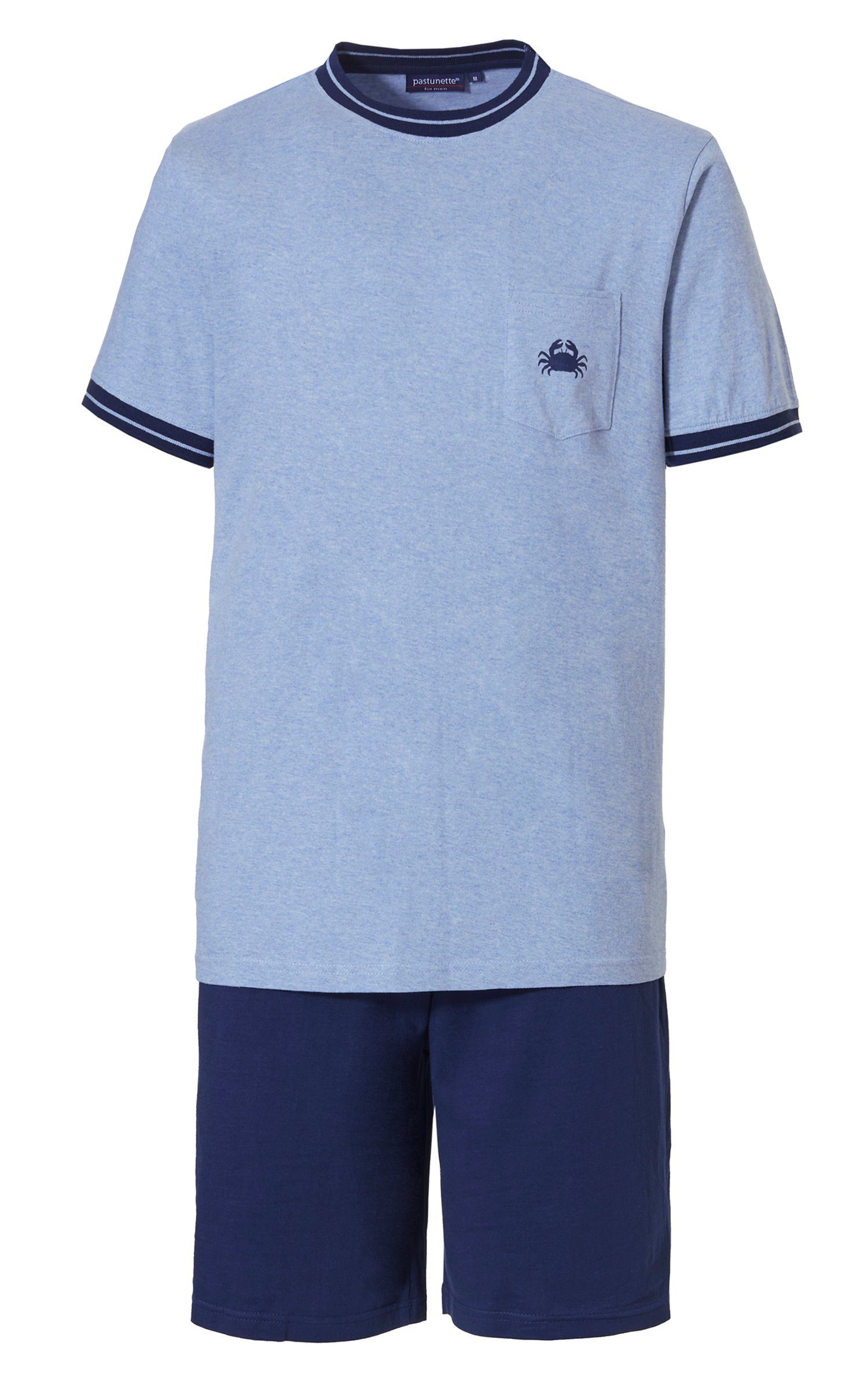 Pastunette Schlafanzug Herren Shorty Pyjama blau Klassisch tlg) (2