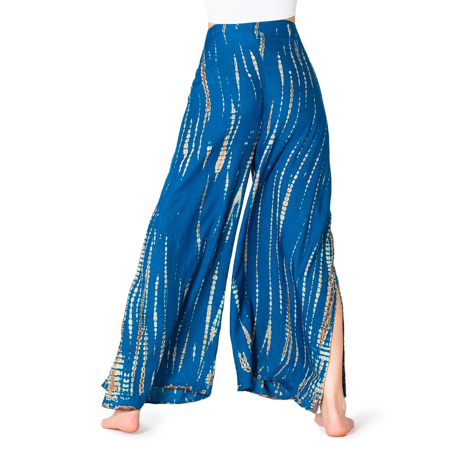 PANASIAM Palazzohose Sunshine Hosenrock im Tie-Dye Design luftige Wickelhose Palazzohose aus natürlicher Viskose Culotte mit weitem Bein für Urlaub Strand Büro