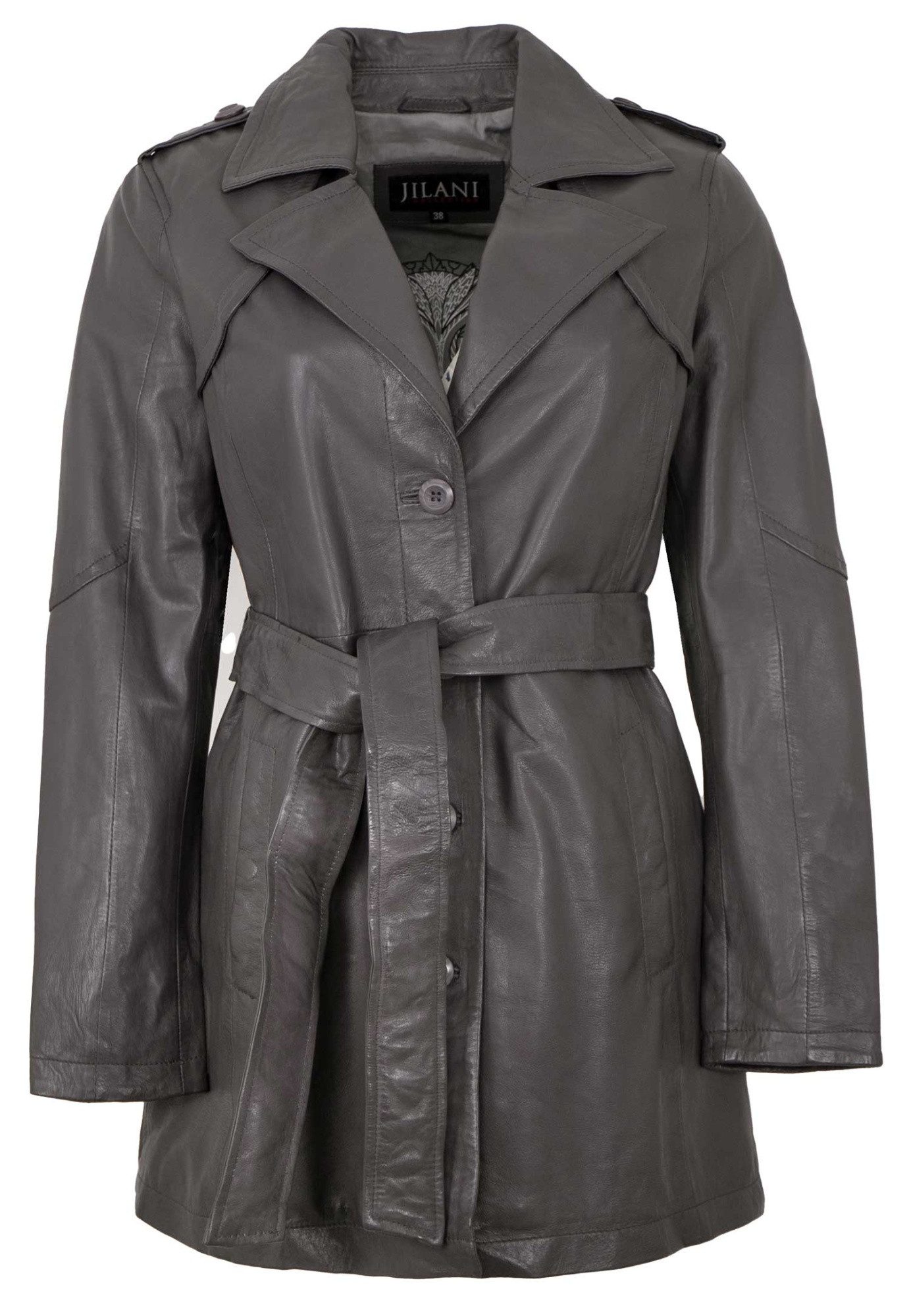 Jilani Lederjacke Hayley Jilani - Damen Ledermantel Lammnappa grau